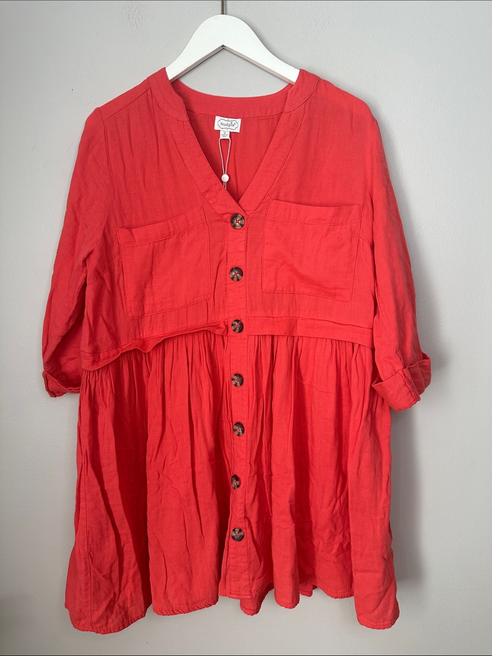 Mudpie  Boho Button-Front Coral Dress size S